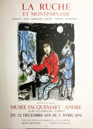 Cartaz Chagall - LA RUCHE ET MONTPARNASSE. Affiche en lithographie par C. Sorlier (1978).