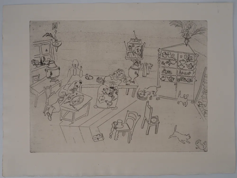Gravura Chagall - La taverne russe (Repas dans le traktir)