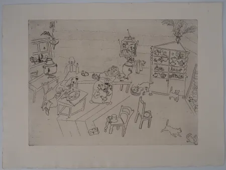 Gravura Chagall - La taverne russe (Repas dans le traktir)