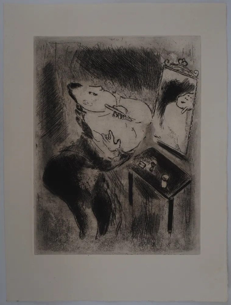 Gravura Chagall - La toilette (Tchitchikov se rase)
