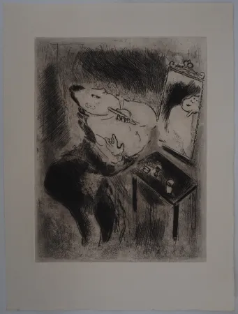 Gravura Chagall - La toilette (Tchitchikov se rase)