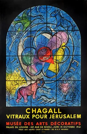 Cartaz Chagall - LA TRIBU DE BENJAMIN (Musée des Arts Décoratifs - Paris, 1961). Tirage original.