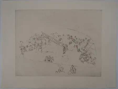 Gravura Chagall - La vie de village (A la barrière de la ville)