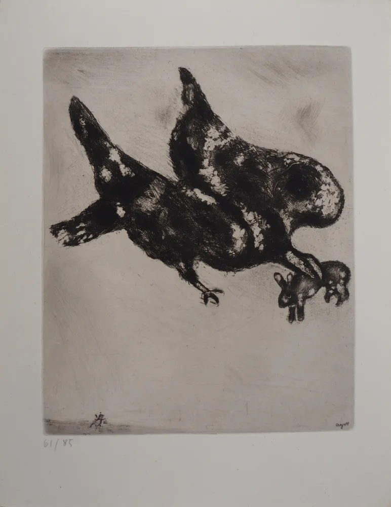 Gravura Chagall - L'Aigle, la Lapin et le Coléoptère (L'Aigle et l'Escarbot)