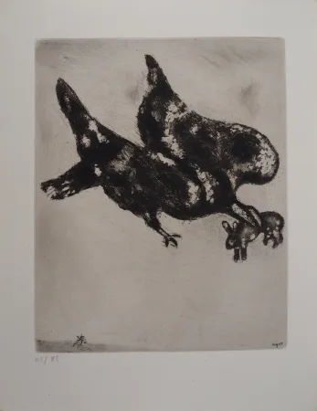 Gravura Chagall - L'Aigle, la Lapin et le Coléoptère (L'Aigle et l'Escarbot)