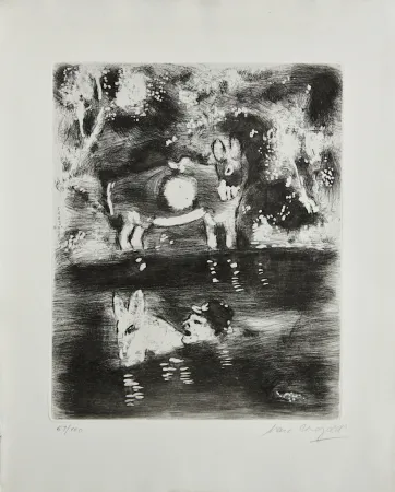 Gravura Chagall - L'Ane chargé d'eponges et l'Ane chargé de sel