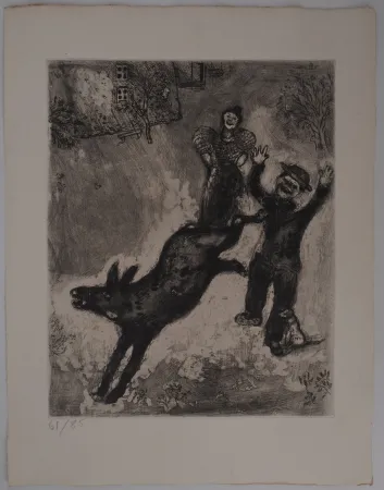 Gravura Chagall - L'âne en rébellion (L'âne et le chien)