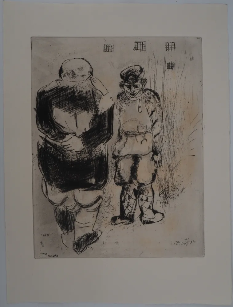 Gravura Chagall - L'arrestation (L'homme sans passeport devant le capitaine Ispravnik)