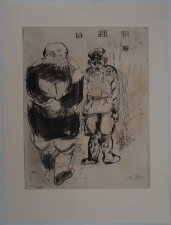 Gravura Chagall - L'arrestation (L'homme sans passeport devant le capitaine Ispravnik)
