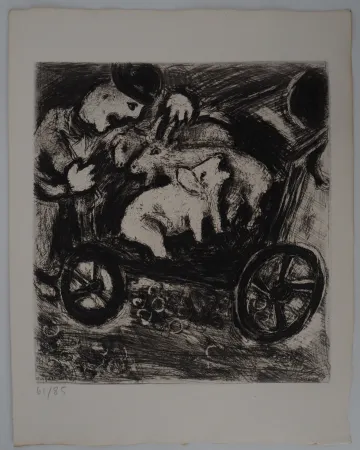 Gravura Chagall - Le berger et son troupeau