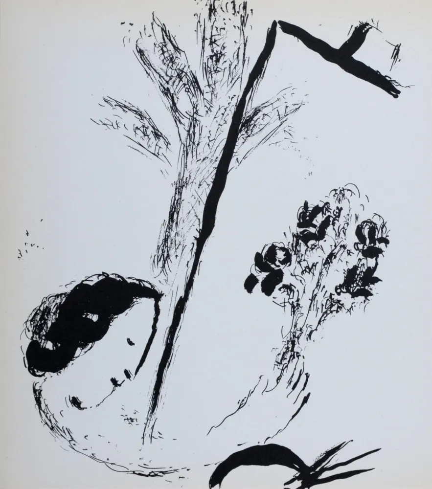 Litografia Chagall - Le bouquet à la main