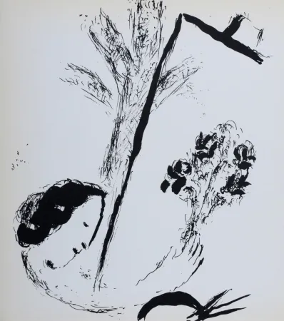 Litografia Chagall - Le bouquet à la main