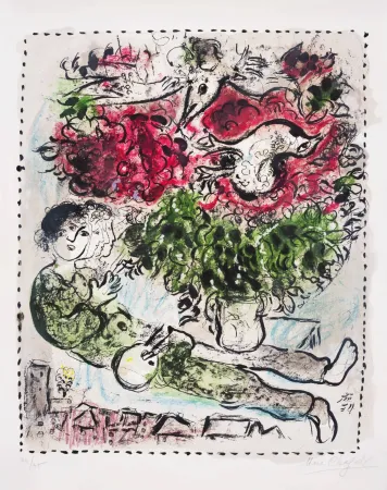 Litografia Chagall - Le bouquet du peintre (The Painter’s Bouquet)