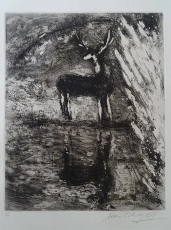 Água-Forte Chagall - Le Cerf se voyant dans l'Eau
