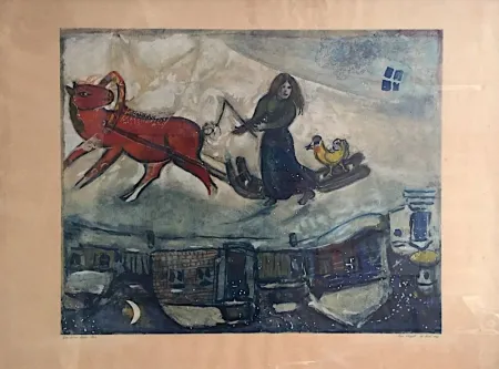 Litografia Chagall - Le Cheval Rouge