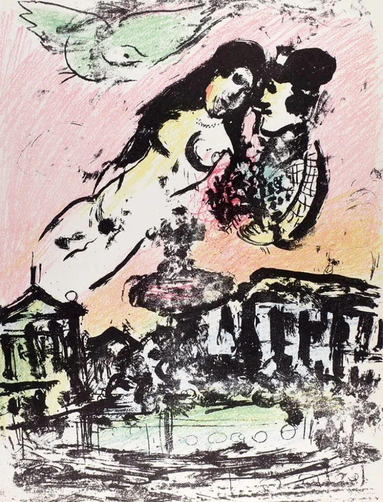 Litografia Chagall - Le ciel amoureux
