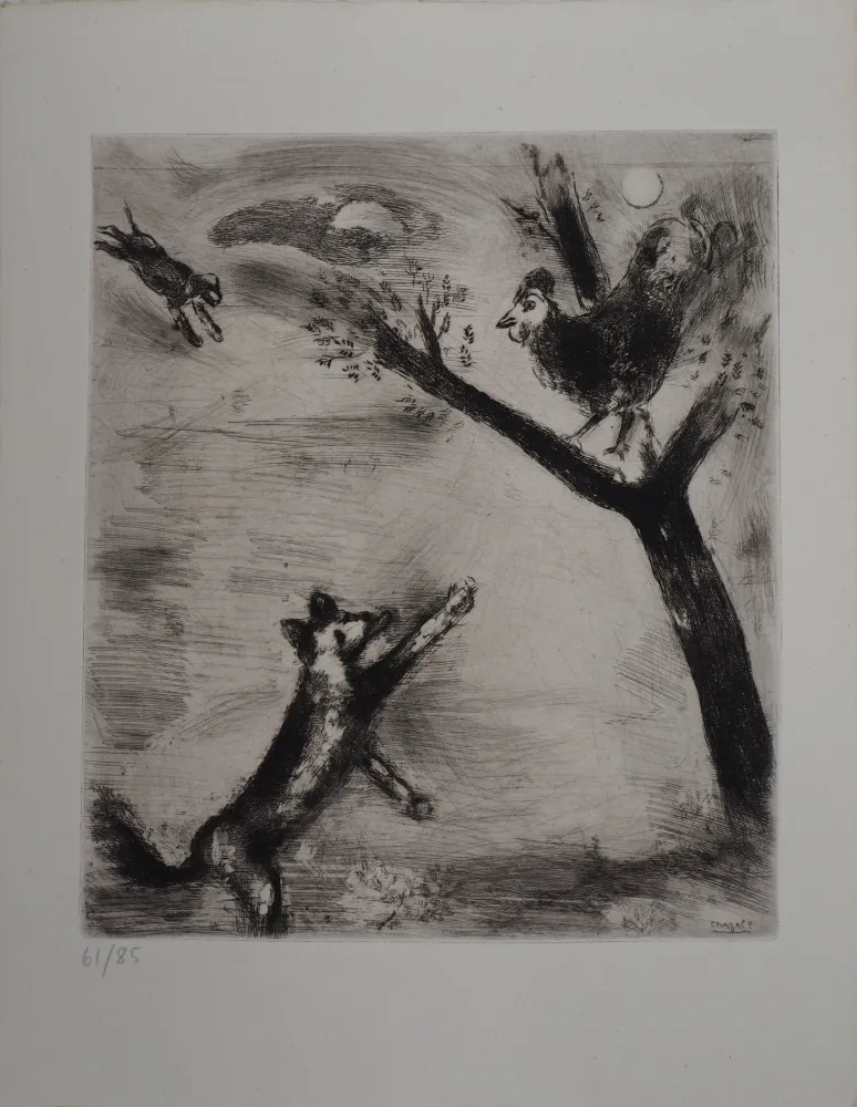 Gravura Chagall - Le coq et le renard