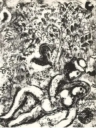 Litografia Chagall - Le couple à l'arbre