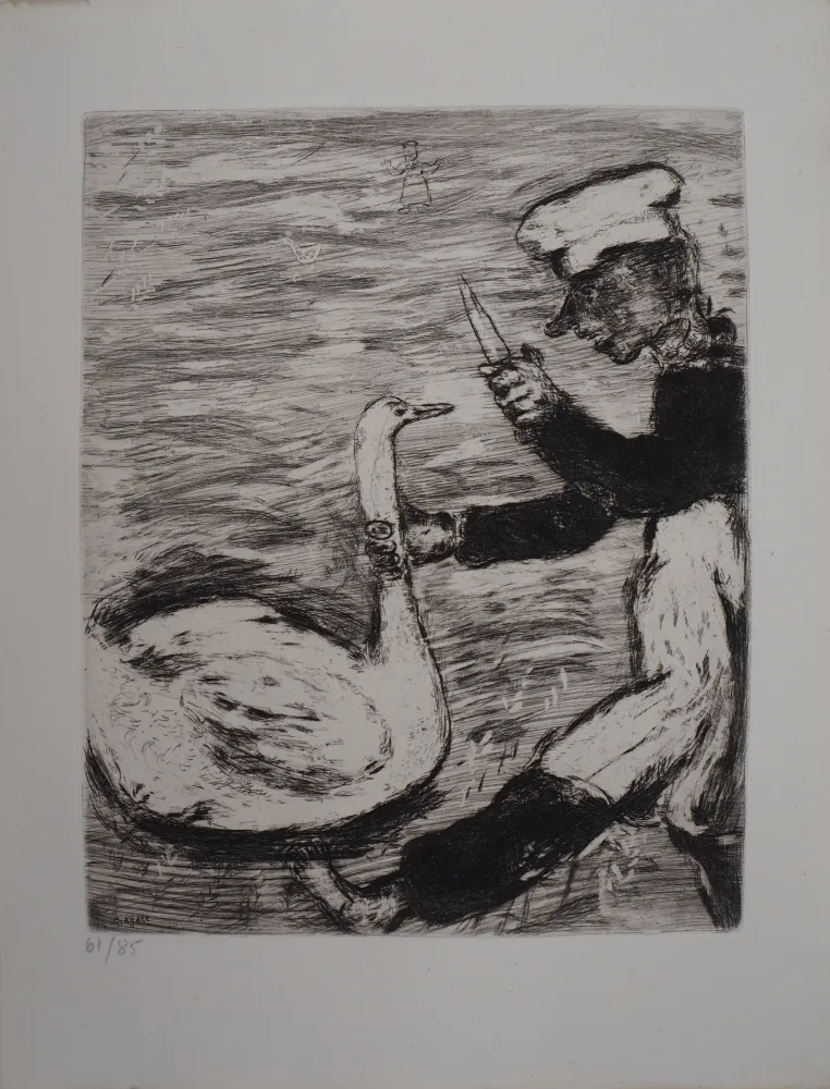 Gravura Chagall - Le cygne et le cuisinier