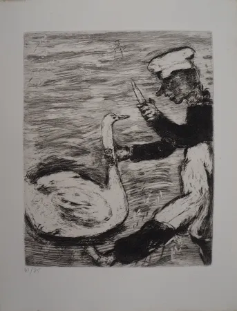 Gravura Chagall - Le cygne et le cuisinier