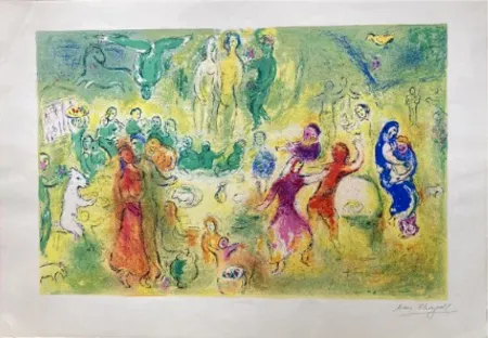 Litografia Chagall - LE FESTIN NUPTIAL ((Wedding Feast). Épreuve signée (Daphnis & Chloé - 1961)