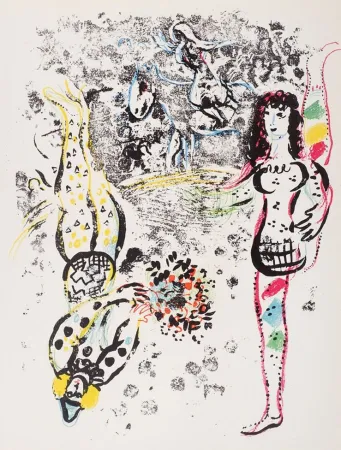 Litografia Chagall - Le jeu des acrobates