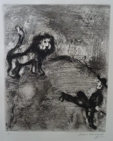 Água-Forte Chagall - Le Lion et les Chasseurs