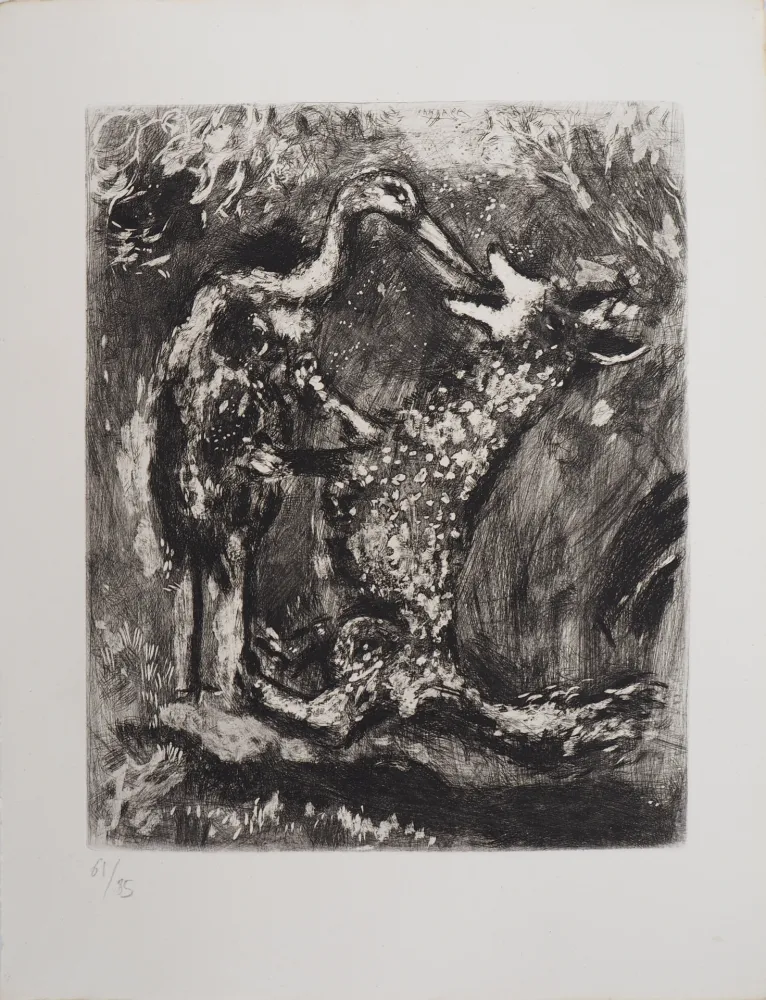 Gravura Chagall - Le loup et la cigogne