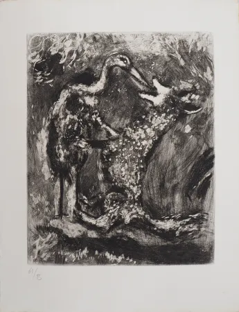 Gravura Chagall - Le loup et la cigogne
