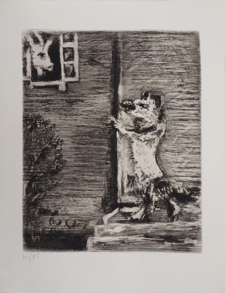Gravura Chagall - Le Loup, la Chèvre et le Chevreau