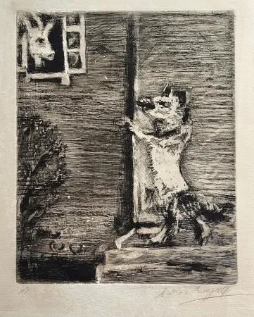 Água-Forte Chagall - Le Loup, La chevre, et le chevreau, from La Fontaine. Les fables