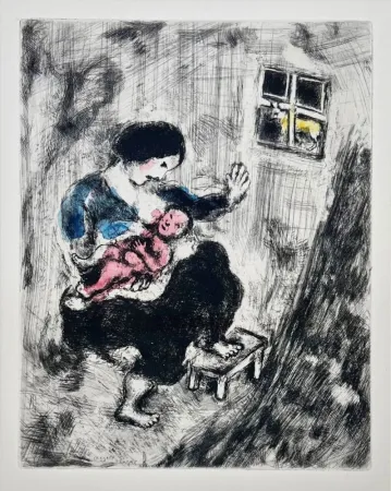 Água-Forte Chagall - Le Loup, la Mère et l'Enfant