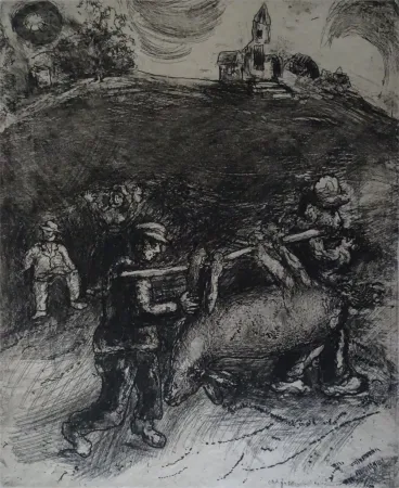 Água-Forte Chagall - Le Meunier, son fils  et l'Ane
