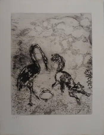 Gravura Chagall - Le renard et la cigogne