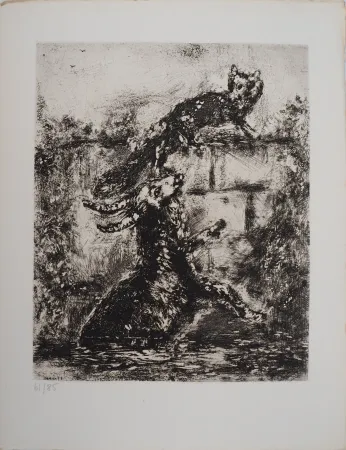 Gravura Chagall - Le renard et le bouc