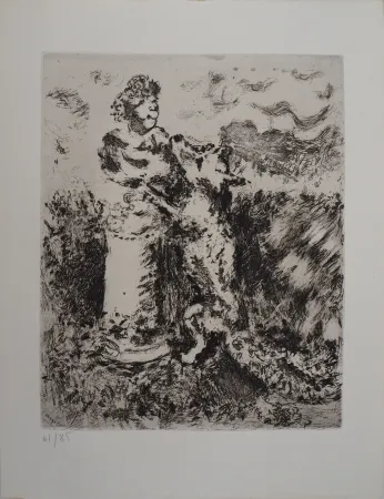 Gravura Chagall - Le renard et le buste