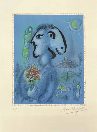 Litografia Chagall - Le village bleu