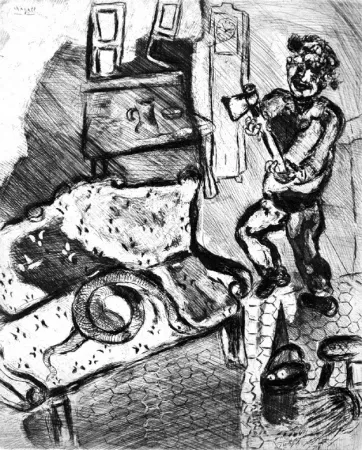 Água-Forte Chagall - Le Villageois et le serpent