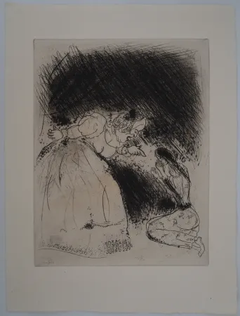 Gravura Chagall - L'éducation (La femme du gouverneur gronde sa fille)