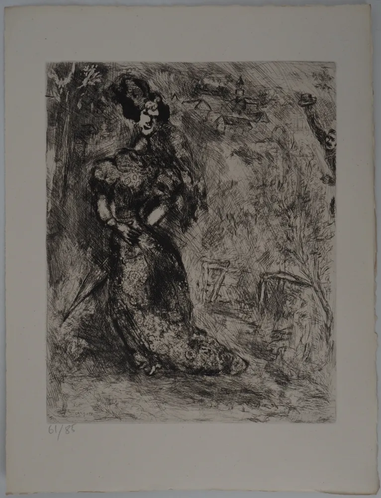 Gravura Chagall - L'élégante (La fille)