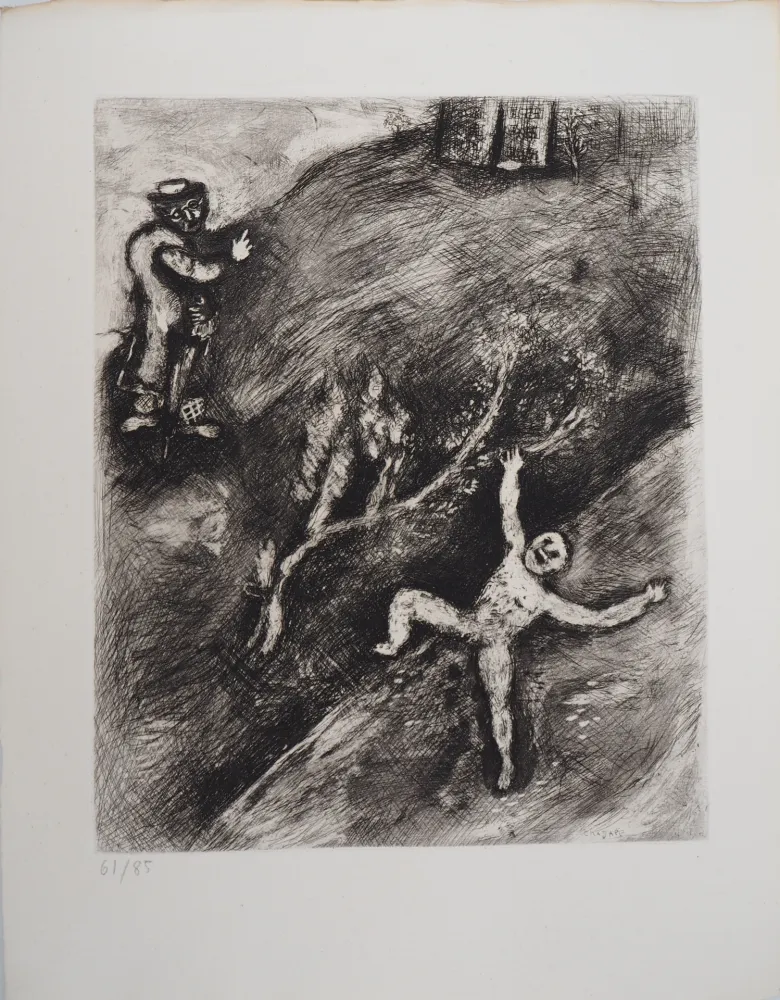 Gravura Chagall - L'enfant et le maitre d'école
