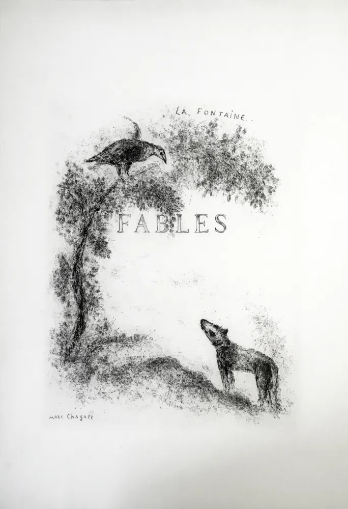 Água-Forte Chagall - LES FABLES DE LA FONTAINE (Couverture gravée du tome 1). 1952