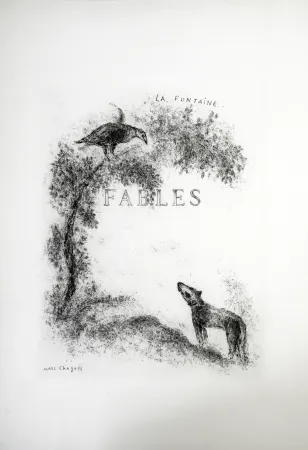 Água-Forte Chagall - LES FABLES DE LA FONTAINE (Couverture gravée du tome 1). 1952