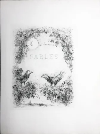 Água-Forte Chagall - LES FABLES DE LA FONTAINE (Couverture gravée du tome 2). 1952