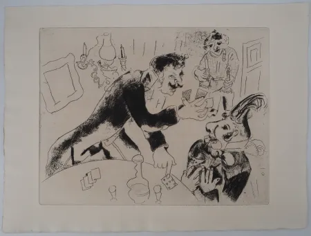 Gravura Chagall - Les joueurs de cartes (Les cartes à jouer)