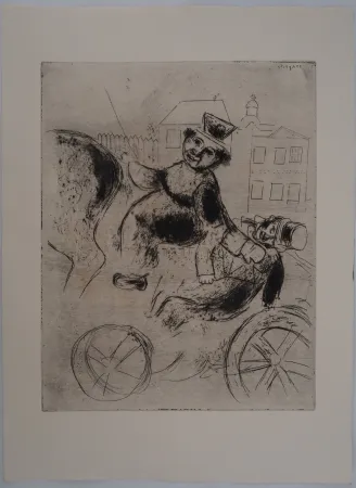 Gravura Chagall - L'ivrogne (Pavel Ivanovitch est ramené à l'auberge)