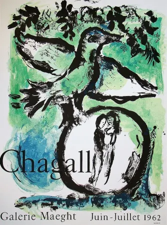 Cartaz Chagall - L'OISEAU VERT. Galerie Maeght. Affiche originale (1962).