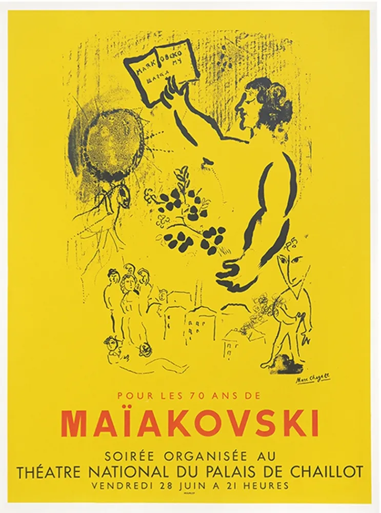 Litografia Chagall - Maïakovski - Théatre de Chaillot