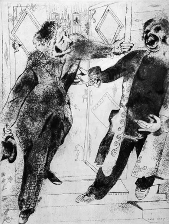 Água-Forte Chagall - Manilov et Tchitchikov sur le seuil de la porte