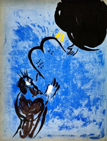 Litografia Chagall - Moses Receiveing the Tabels of the Law